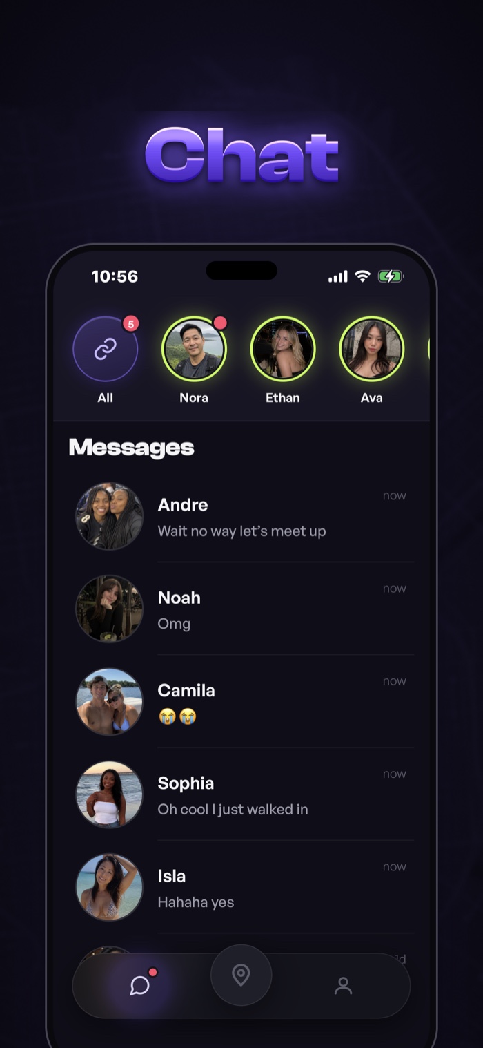 Amos Chat — messages and active connections